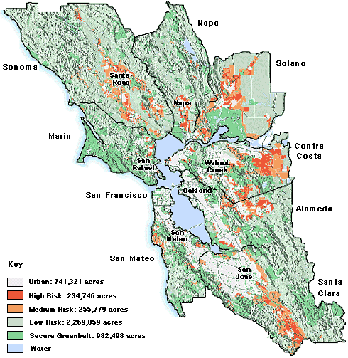 Map of At-Risk areas for real estate development in the San Francisco Bay Area